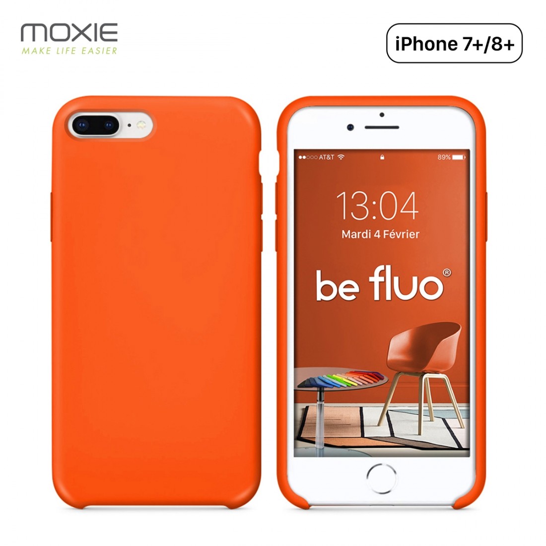 Moxie Coque iPhone 7 Plus/8 Plus [BeFluo] Coque Silicone Fine et Légère pour iPhone 8 Plus et iPhone 7 Plus, Intérieur Microfibr