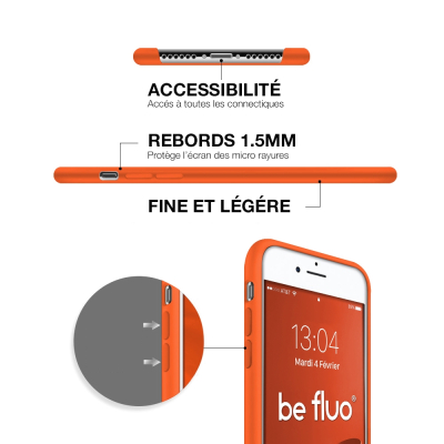 Moxie Coque iPhone 7 Plus/8 Plus [BeFluo] Coque Silicone Fine et Légère pour iPhone 8 Plus et iPhone 7 Plus, Intérieur Microfibr