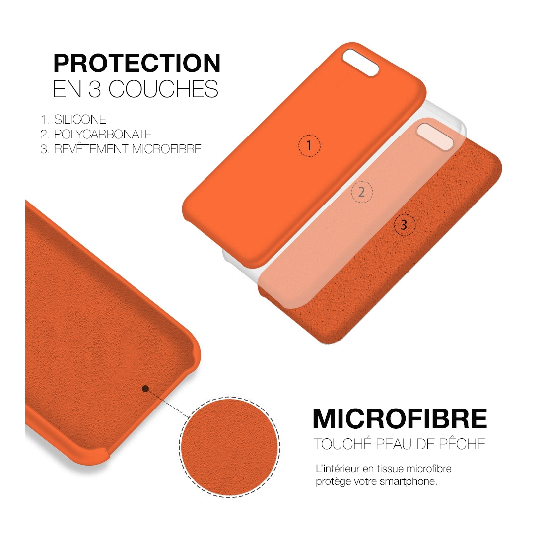 Moxie Coque iPhone 7 Plus/8 Plus [BeFluo] Coque Silicone Fine et Légère pour iPhone 8 Plus et iPhone 7 Plus, Intérieur Microfibr