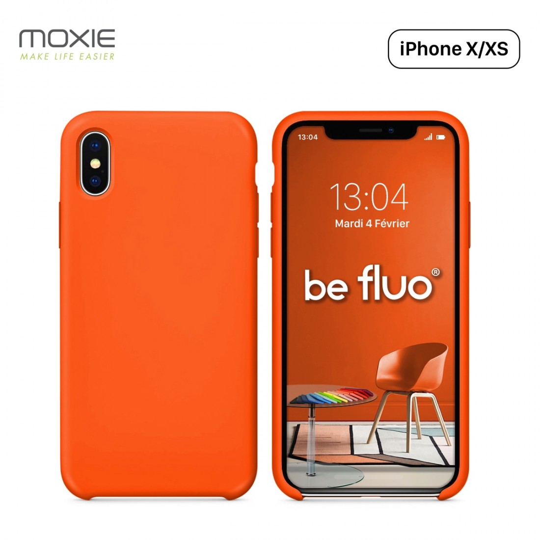 Moxie Coque iPhone XS / iPhone X [BeFluo] Coque Silicone Fine et Légère pour iPhone XS 5.8" et iPhone X, Intérieur Microfibre, C