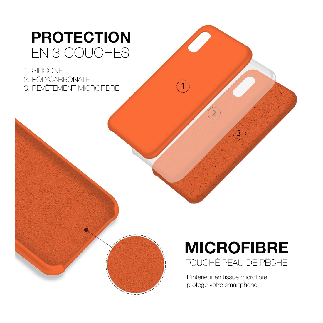 Moxie Coque iPhone XS / iPhone X [BeFluo] Coque Silicone Fine et Légère pour iPhone XS 5.8" et iPhone X, Intérieur Microfibre, C
