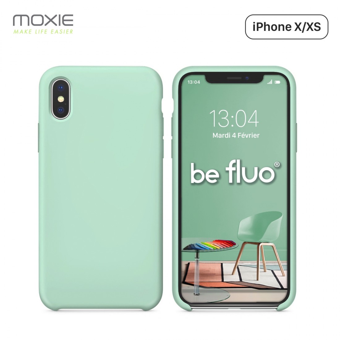 Moxie Coque iPhone XS / iPhone X [BeFluo] Coque Silicone Fine et Légère pour iPhone XS 5.8" et iPhone X, Intérieur Microfibre, C