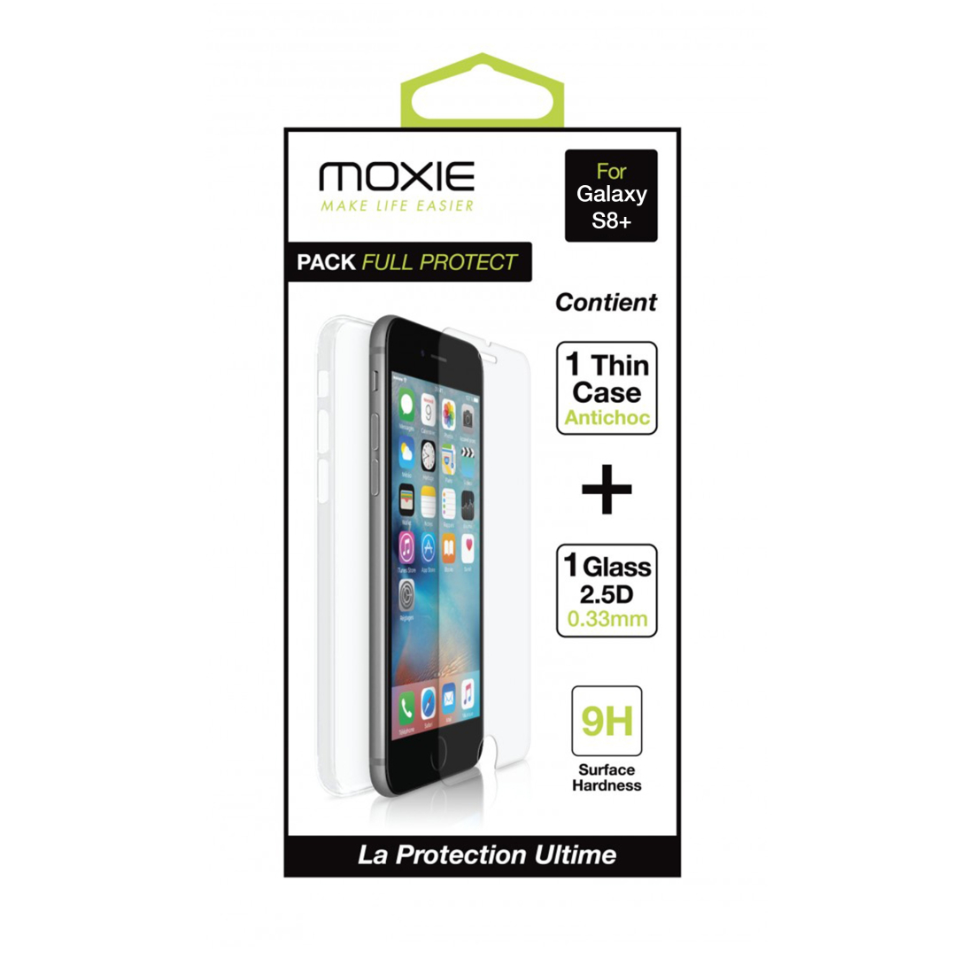 Pack FullProtect 1 coque + 1 verre trempé incurvé Moxie Samsung Galaxy S8 Plus