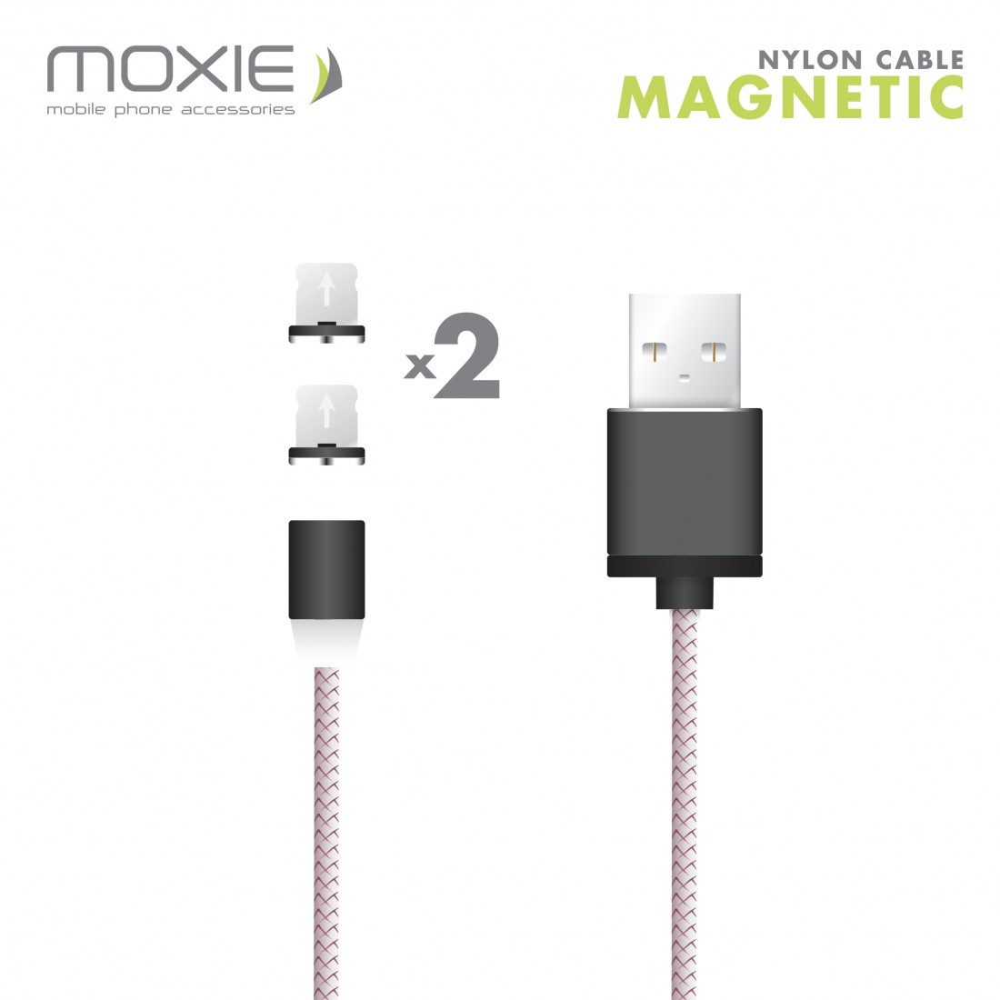 Data Tresse Moxie Rose Gold Magnetique + 2 embouts Ronds pour iPhone 5/5S/5C/SE/6/6S/6+/6S+/7/7+