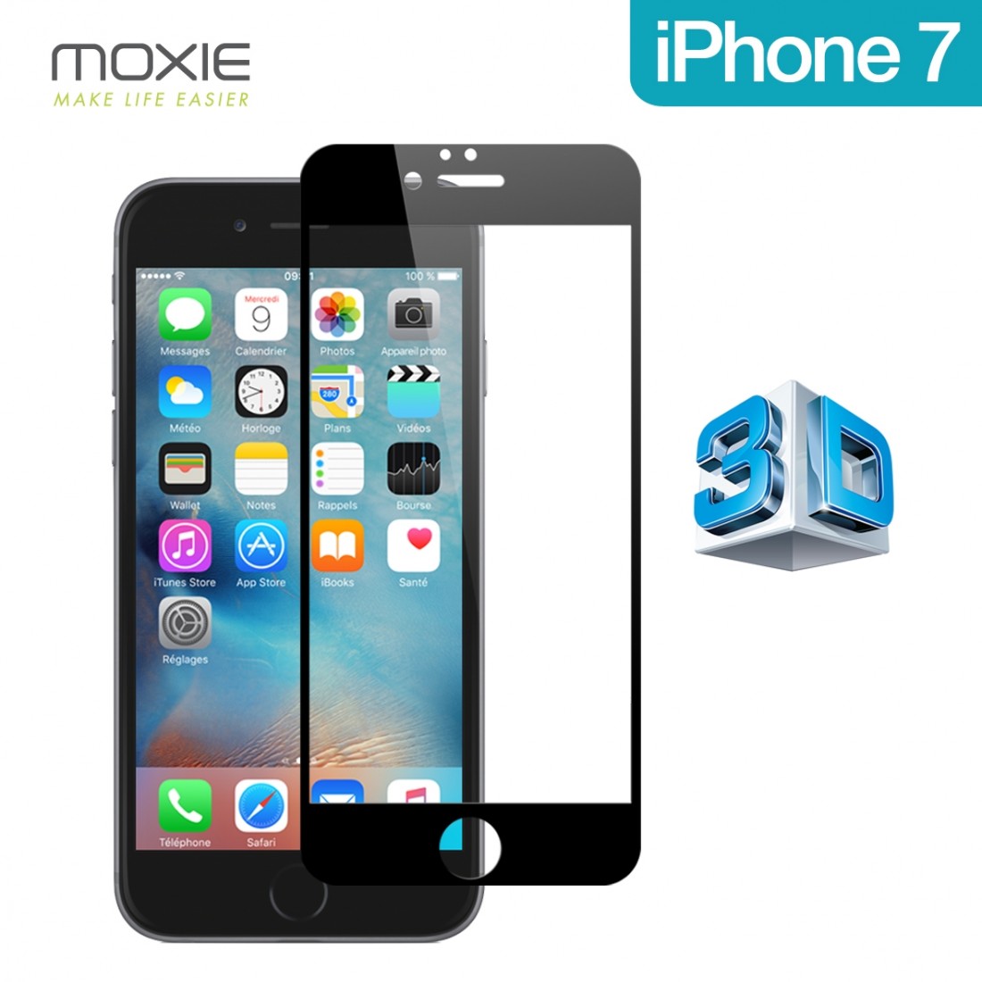 Glass Moxie Ultimate 3D Full Cover HD Noire pour iPhone 7/8