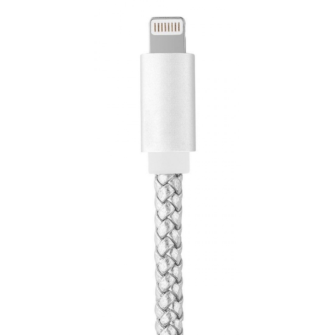 Câble data Moxie cuir tressé Silver compatible iPhone 5/5S/5C/SE/6/6S/6+/6S+/7/7+