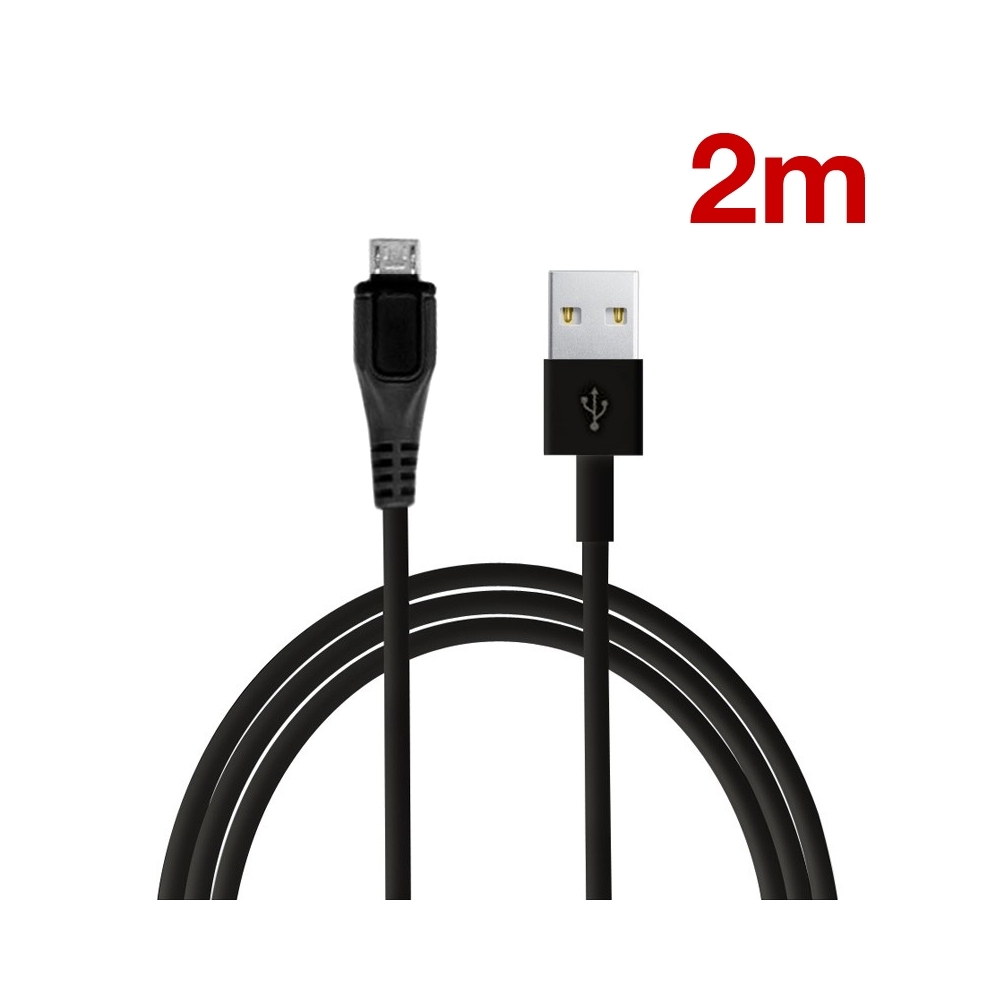 Câble data Universel 2m micro USB Noir - Sans packaging