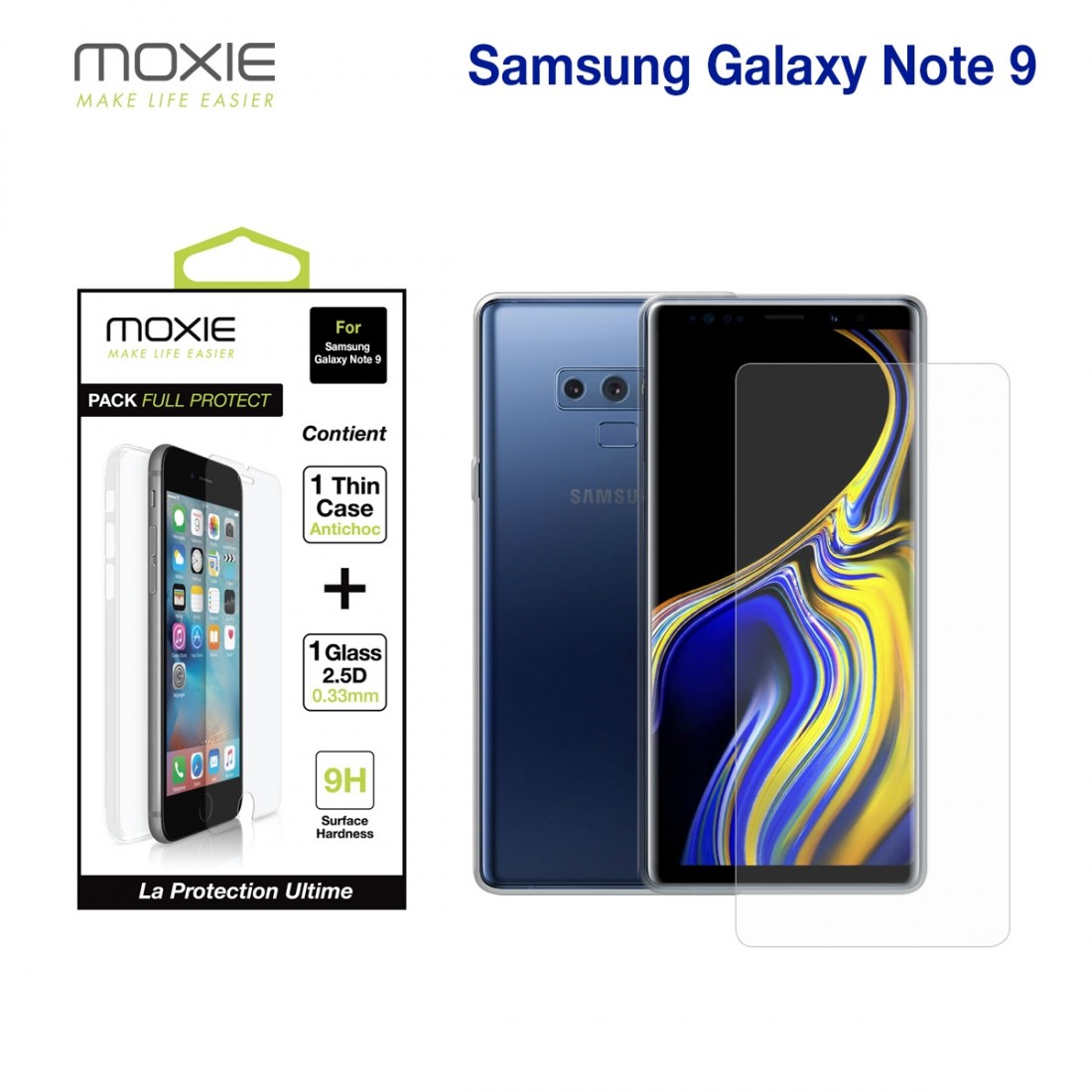Pack FullProtect Moxie 1 housse TPU transparente + 1 Glass 2.5D pour Samsung Galaxy Note 9 (2018)
