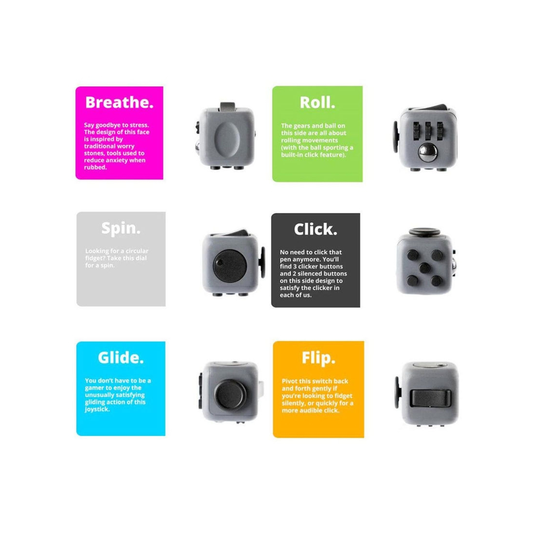 Crazy Cube Fidget Anti-Stress - Blanc Fuchsia