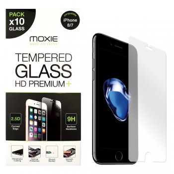 **Pack x10** Protection d'écran en verre trempé iPhone 8 / 7 / SE 2020, Moxie [Glass HD Premium+] [2.5D 9H] Film en verre vérita