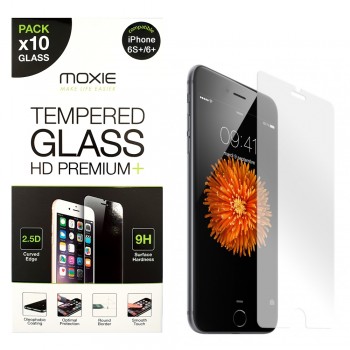 **Pack x10** Protection d'écran en verre trempé iPhone 6S Plus / 6 Plus, Moxie [Glass HD Premium+] [2.5D 9H] Film en verre vérit