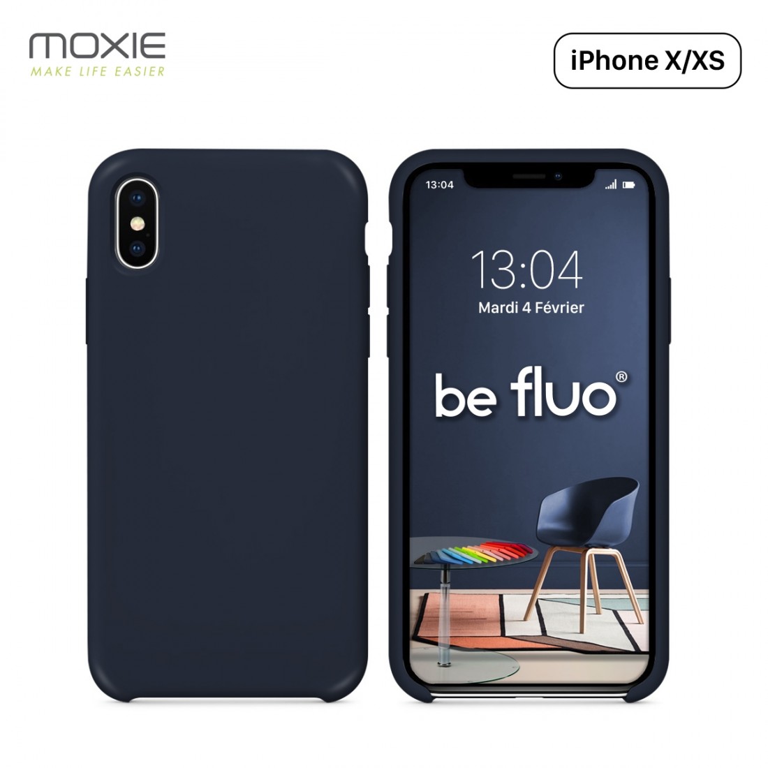 Moxie Coque iPhone XS / iPhone X [BeFluo] Coque Silicone Fine et Légère pour iPhone XS 5.8" et iPhone X, Intérieur Microfibre, C