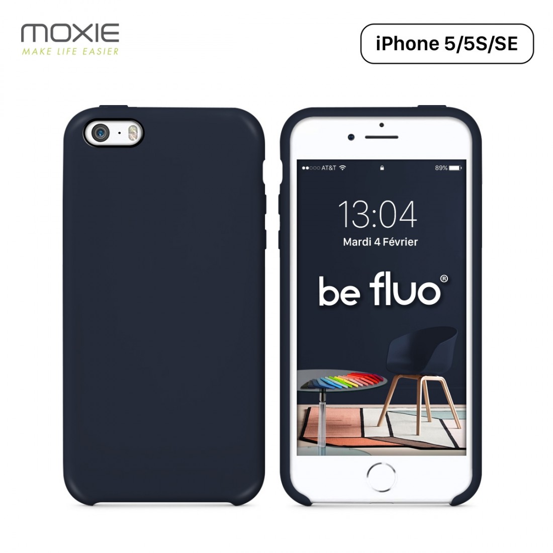 Moxie Coque iPhone 5/5S/SE [BeFluo] Coque Silicone Fine et Légère pour iPhone SE, iPhone 5S et iPhone 5, Intérieur Microfibre, C