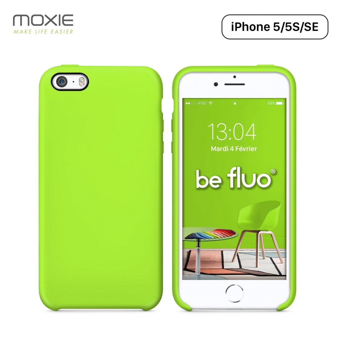 Moxie Coque iPhone 5/5S/SE [BeFluo] Coque Silicone Fine et Légère pour iPhone SE, iPhone 5S et iPhone 5, Intérieur Microfibre, C
