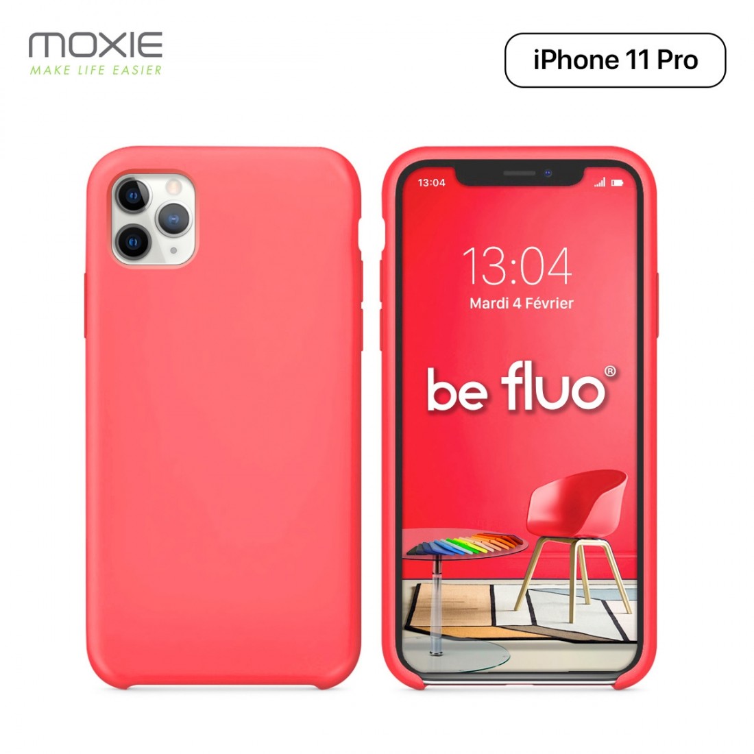 Moxie Coque iPhone 11 Pro [BeFluo] Coque Silicone Fine et Légère pour iPhone 11 Pro 5.8- Intérieur Microfibre, Coque Anti-chocs 