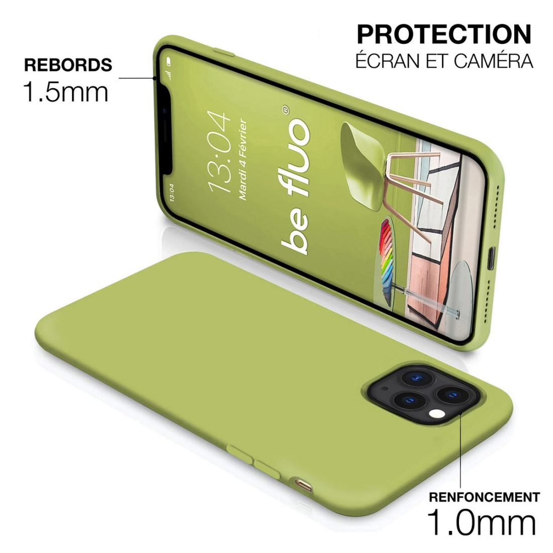 Moxie Coque iPhone 11 Pro Max [BeFluo® Full Protect] Coque Silicone Fine et Légère pour iPhone 11 Pro Max, Intérieur Microfibre,