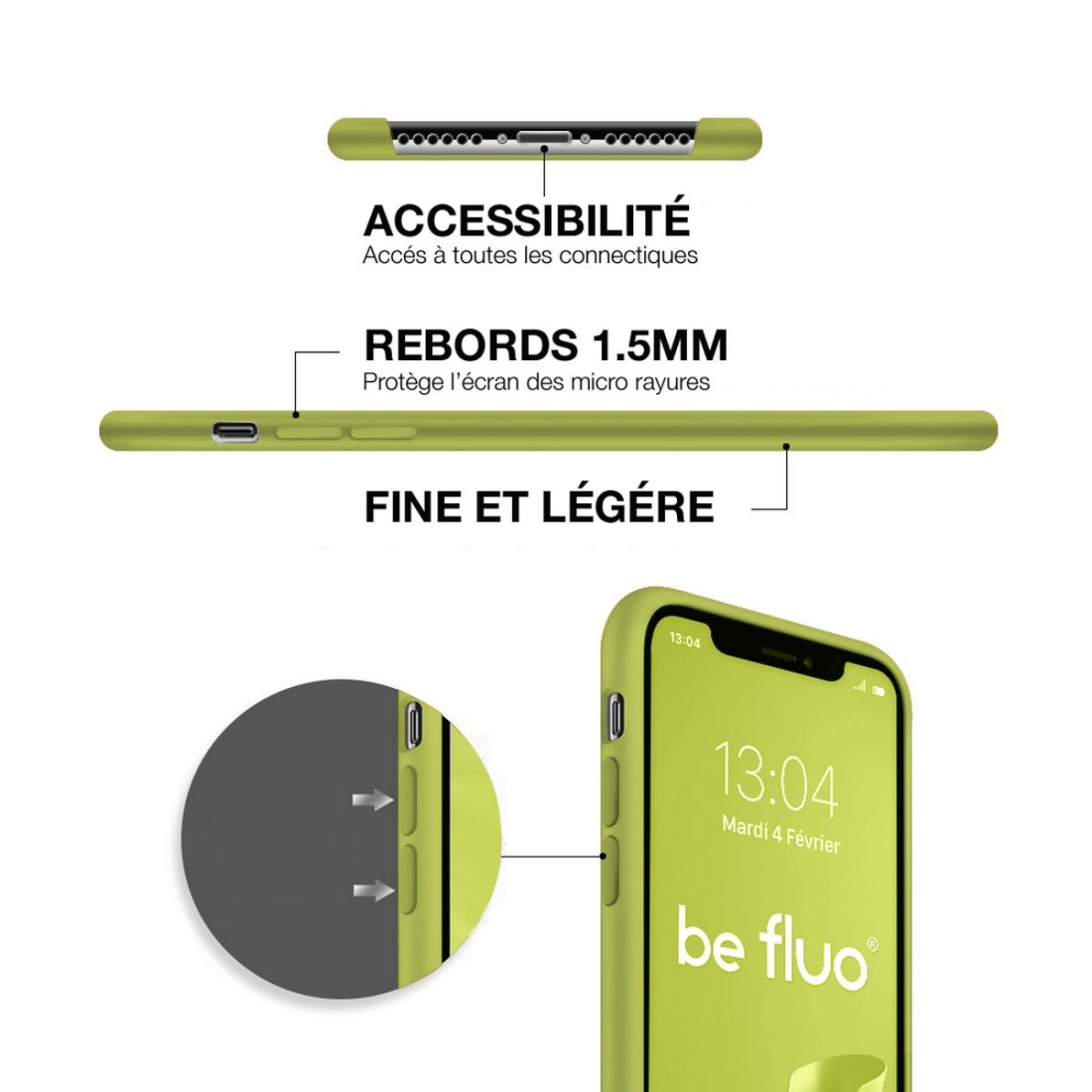 Moxie Coque iPhone 11 Pro Max [BeFluo® Full Protect] Coque Silicone Fine et Légère pour iPhone 11 Pro Max, Intérieur Microfibre,