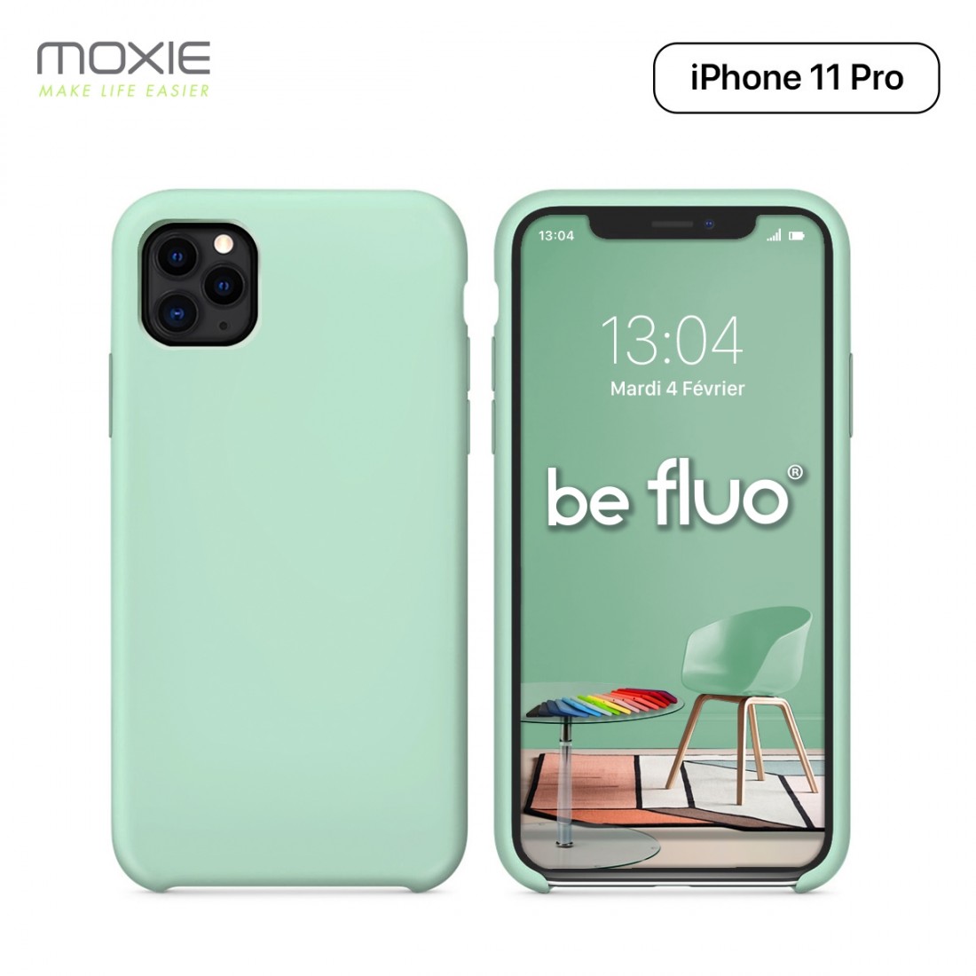 Moxie Coque iPhone 11 Pro [BeFluo] Coque Silicone Fine et Légère pour iPhone 11 Pro 5.8" Intérieur Microfibre, Coque Anti-chocs 