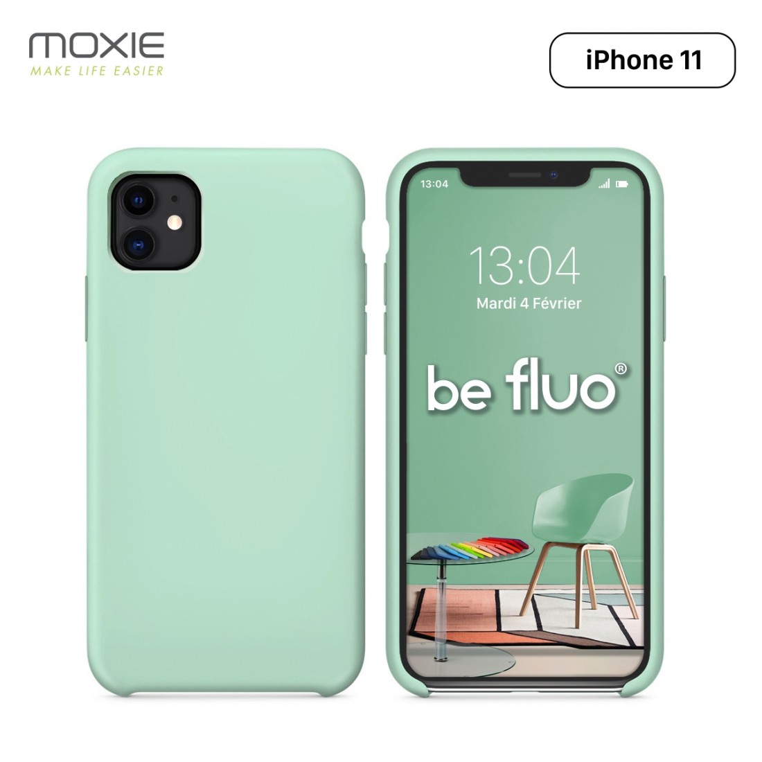 Moxie Coque iPhone 11 [BeFluo] Coque Silicone Fine et Légère pour iPhone 11 6.1" Intérieur Microfibre, Coque Anti-chocs et Anti-