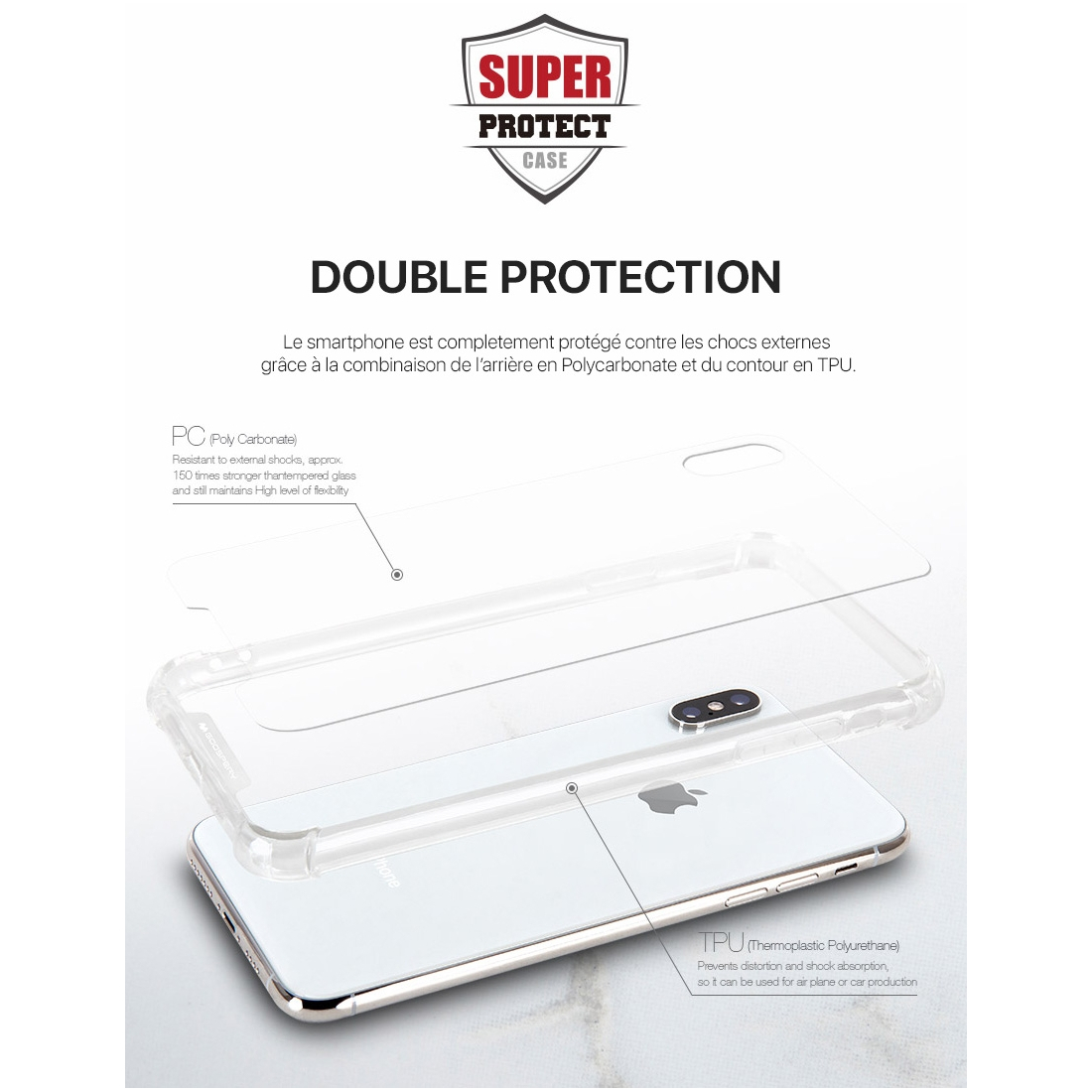Coque renforcée Mercury Super Protect pour Galaxy A80 - Transparente