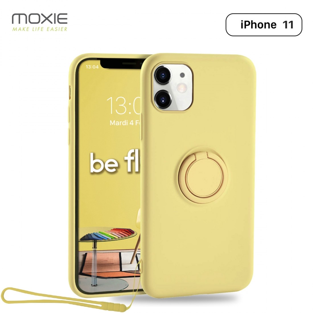 Moxie Coque iPhone 11 [BeLoop®] - Coque Silicone Fine et Légère pour iPhone 11 avec Ring Holder intégré - Intérieur Microfibre, 