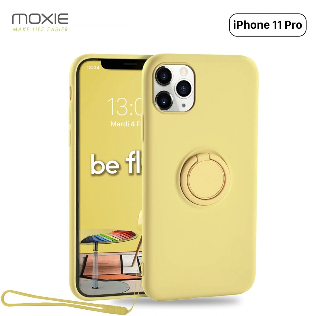 Moxie Coque iPhone 11 PRO [BeLoop®] - Coque Silicone Fine et Légère pour iPhone 11 Pro avec Ring Holder intégré - Intérieur Micr