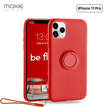 Moxie Coque iPhone 11 PRO [BeLoop®] - Coque Silicone Fine et Légère pour iPhone 11 Pro avec Ring Holder intégré - Intérieur Microfibre, Coque Anti-chocs et Anti-rayures pour iPhone 11 Pro  - ROUGE