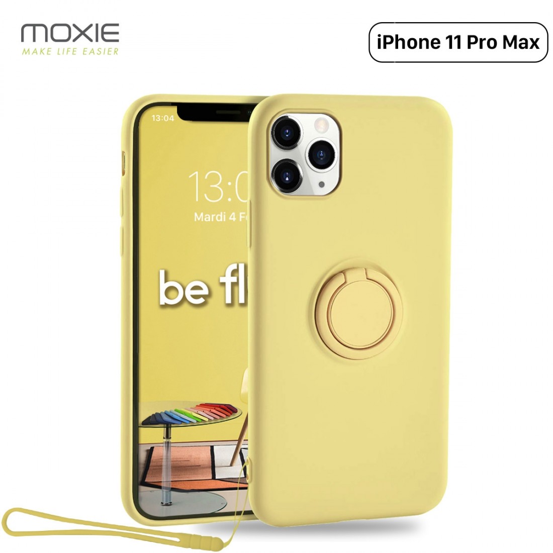 Moxie Coque iPhone 11 PRO  Max [BeLoop®] - Coque Silicone Fine et Légère pour iPhone 11 Pro Max avec Ring Holder intégré - Intér