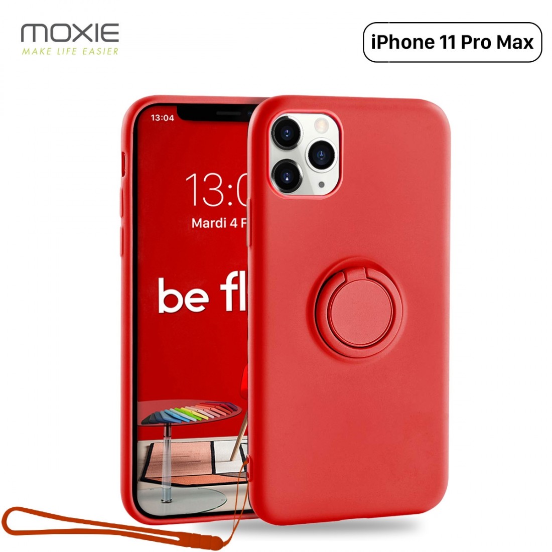 Moxie Coque iPhone 11 PRO  Max [BeLoop®] - Coque Silicone Fine et Légère pour iPhone 11 Pro Max avec Ring Holder intégré - Intér