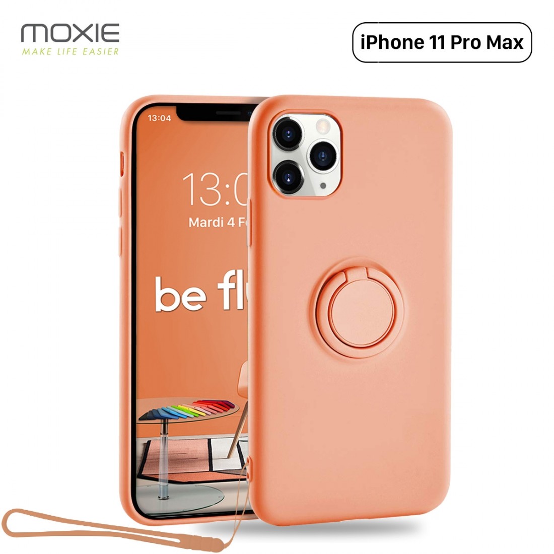 Moxie Coque iPhone 11 PRO  Max [BeLoop®] - Coque Silicone Fine et Légère pour iPhone 11 Pro Max avec Ring Holder intégré - Intér