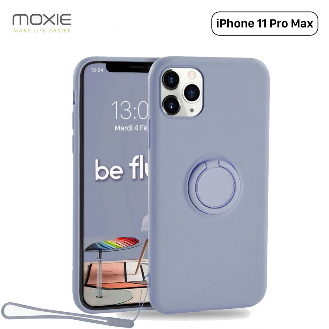 Moxie Coque iPhone 11 PRO  Max [BeLoop®] - Coque Silicone Fine et Légère pour iPhone 11 Pro Max avec Ring Holder intégré - Intér