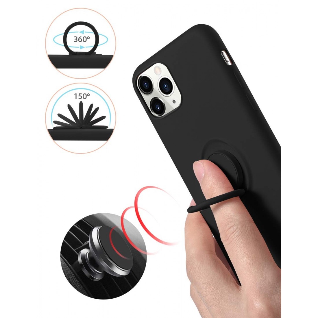 Moxie Coque iPhone 11 PRO  Max [BeLoop®] - Coque Silicone Fine et Légère pour iPhone 11 Pro Max avec Ring Holder intégré - Intér