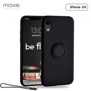 Moxie Coque iPhone XR [BeLoop®] - Coque Silicone Fine et Légère pour iPhone XR avec Ring Holder intégré - Intérieur Microfibre, 