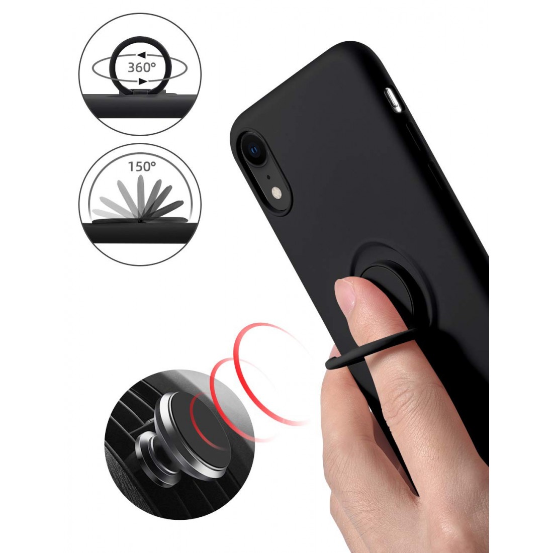 Moxie Coque iPhone XR [BeLoop®] - Coque Silicone Fine et Légère pour iPhone XR avec Ring Holder intégré - Intérieur Microfibre, 