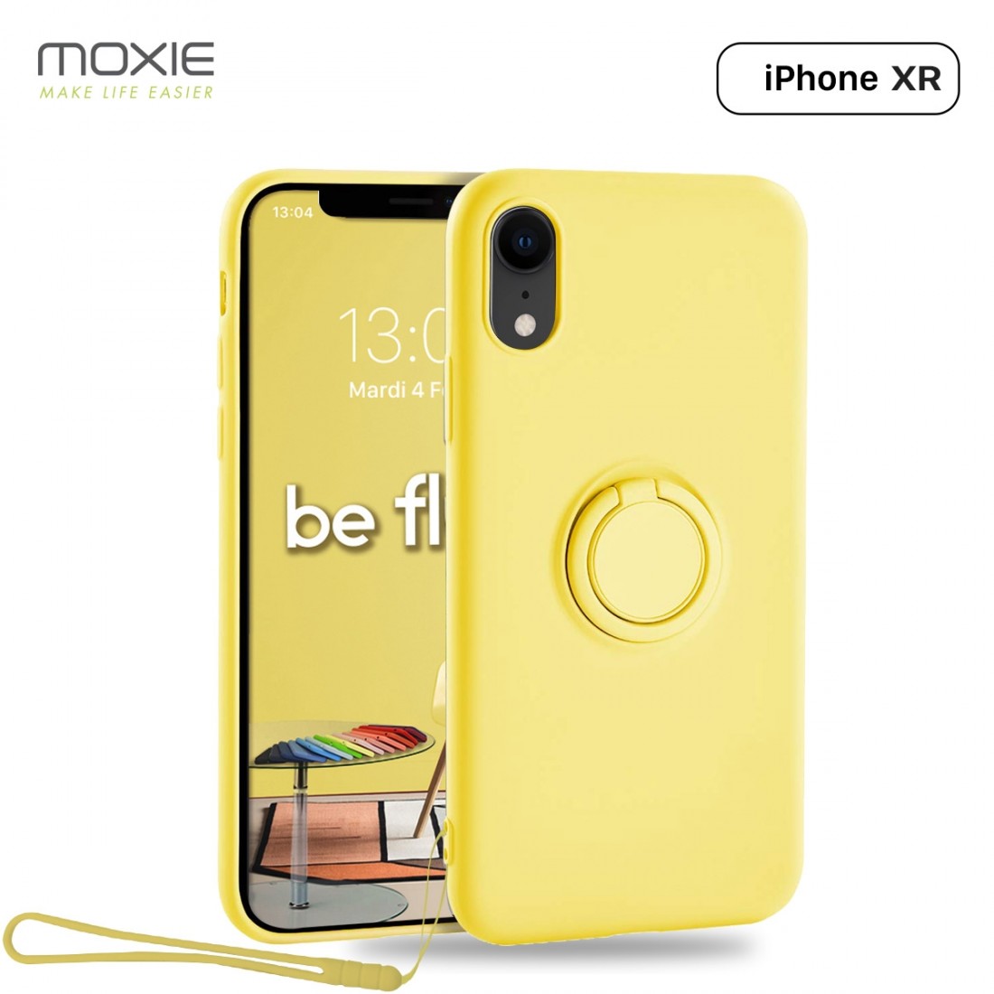 Moxie Coque iPhone XR [BeLoop®] - Coque Silicone Fine et Légère pour iPhone XR avec Ring Holder intégré - Intérieur Microfibre, 