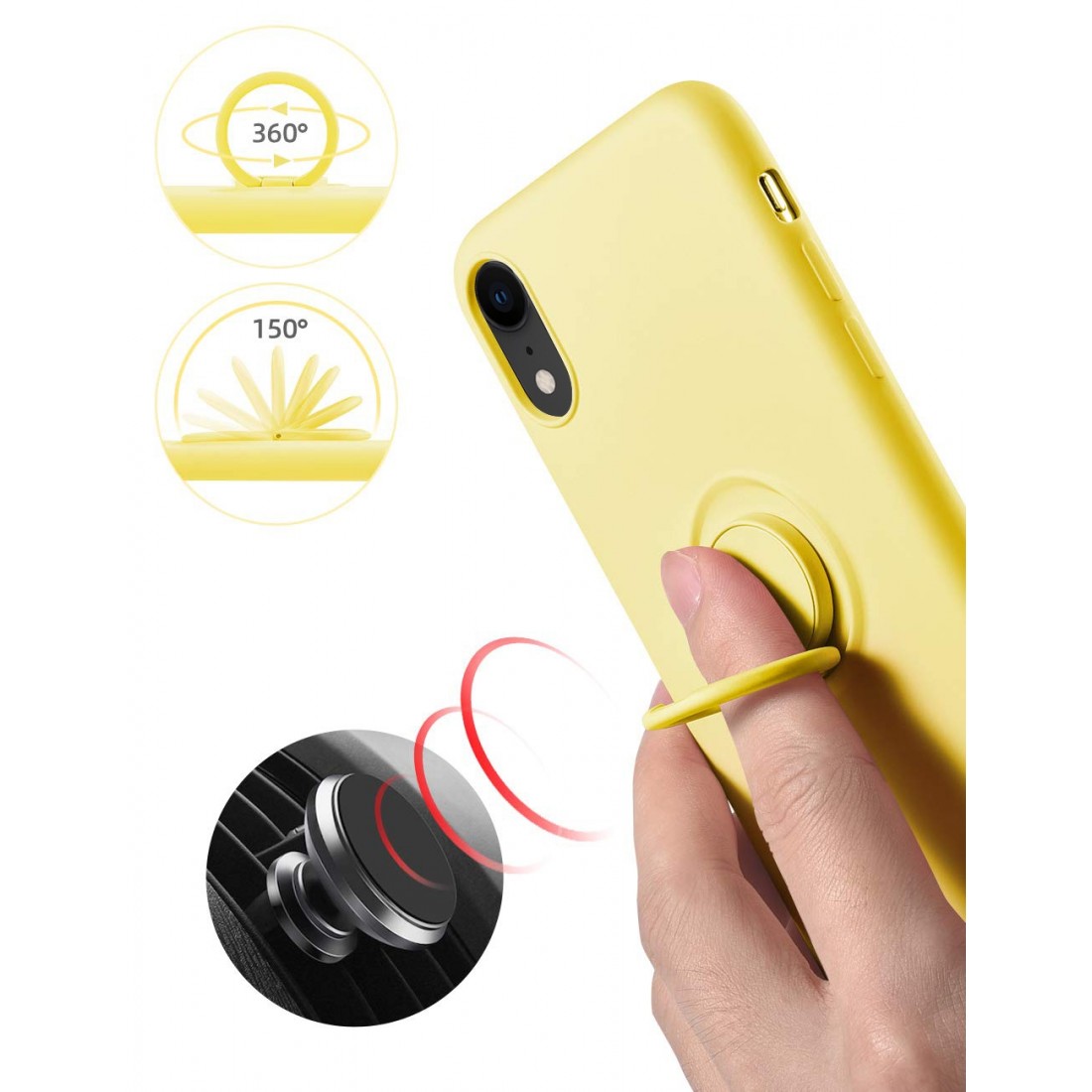 Moxie Coque iPhone XR [BeLoop®] - Coque Silicone Fine et Légère pour iPhone XR avec Ring Holder intégré - Intérieur Microfibre, 