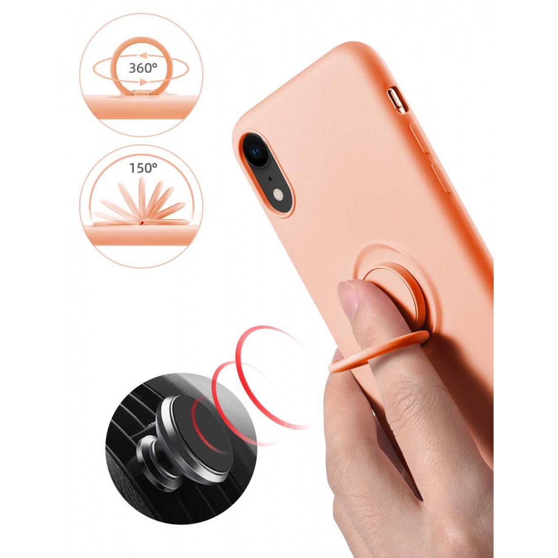 Moxie Coque iPhone XR [BeLoop®] - Coque Silicone Fine et Légère pour iPhone XR avec Ring Holder intégré - Intérieur Microfibre, 