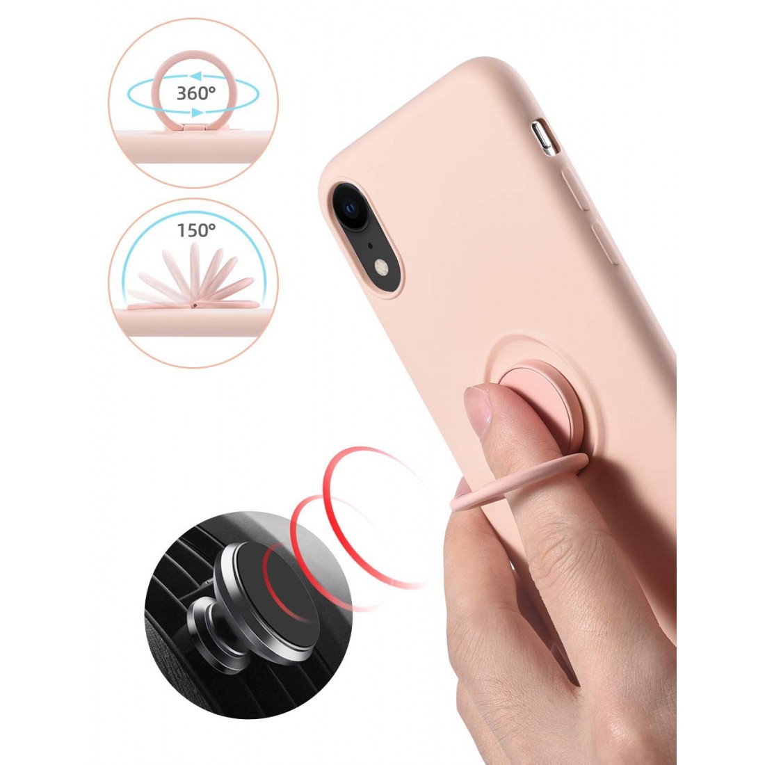 Moxie Coque iPhone XR [BeLoop®] - Coque Silicone Fine et Légère pour iPhone XR avec Ring Holder intégré - Intérieur Microfibre, 