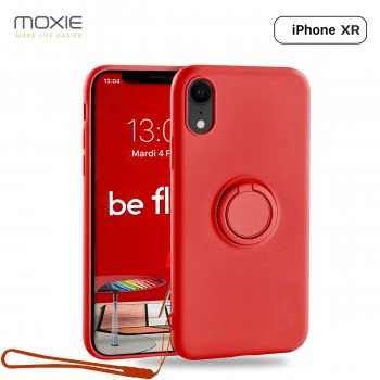 Moxie Coque iPhone XR [BeLoop®] - Coque Silicone Fine et Légère pour iPhone XR avec Ring Holder intégré - Intérieur Microfibre, 