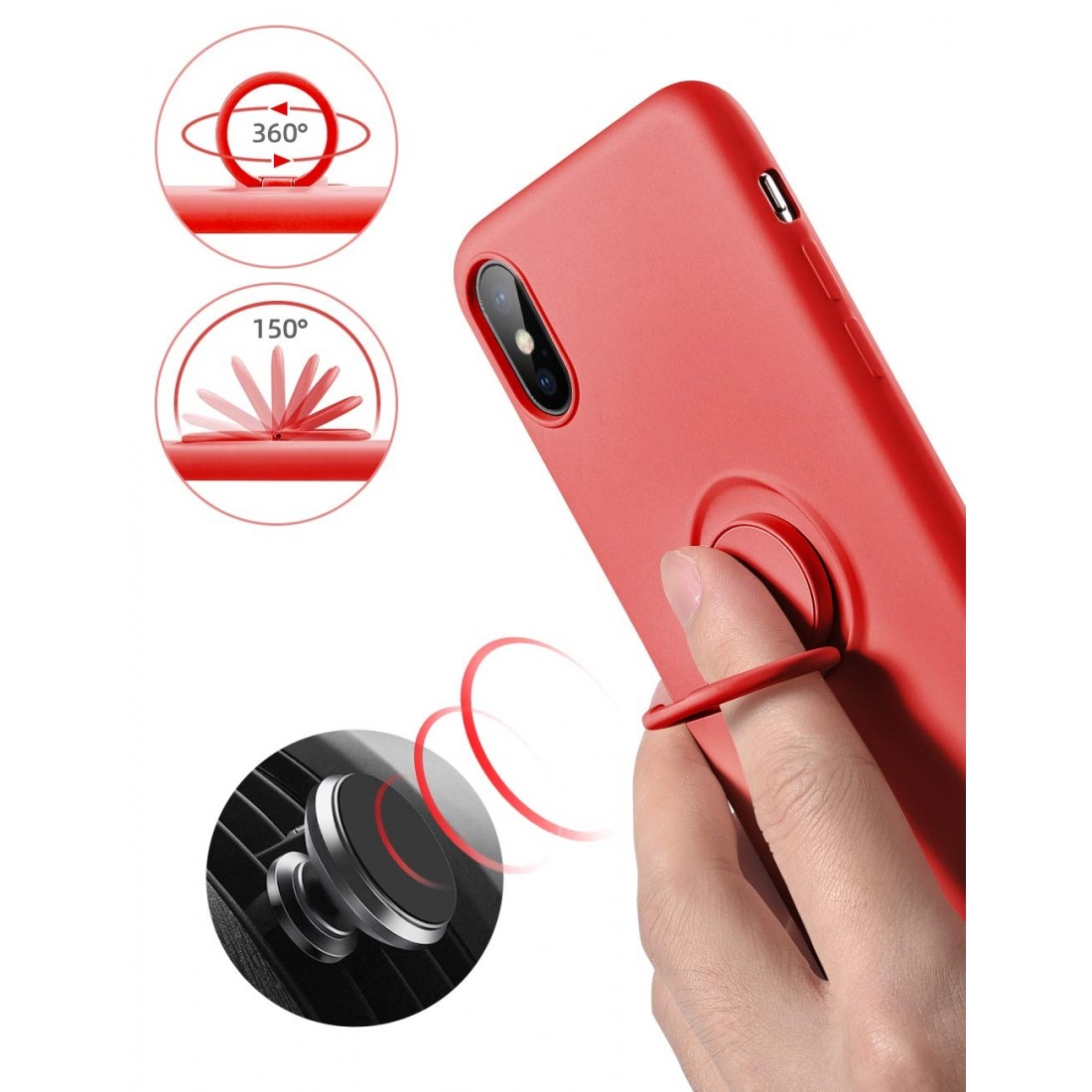 Moxie Coque iPhone X/XS [BeLoop®] - Coque Silicone Fine et Légère pour iPhone X/XS avec Ring Holder intégré - Intérieur Microfib