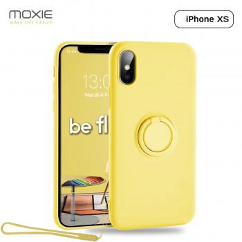 Moxie Coque iPhone X/XS [BeLoop®] - Coque Silicone Fine et Légère pour iPhone X/XS avec Ring Holder intégré - Intérieur Microfib