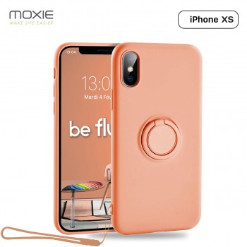 Moxie Coque iPhone X/XS [BeLoop®] - Coque Silicone Fine et Légère pour iPhone X/XS avec Ring Holder intégré - Intérieur Microfib