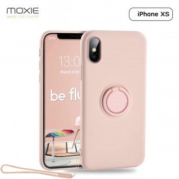 Moxie Coque iPhone X/XS [BeLoop®] - Coque Silicone Fine et Légère pour iPhone X/XS avec Ring Holder intégré - Intérieur Microfib