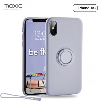 Moxie Coque iPhone X/XS [BeLoop®] - Coque Silicone Fine et Légère pour iPhone X/XS avec Ring Holder intégré - Intérieur Microfib