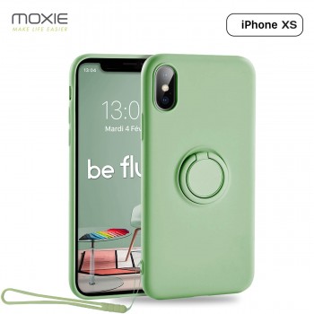 Moxie Coque iPhone X/XS [BeLoop®] - Coque Silicone Fine et Légère pour iPhone X/XS avec Ring Holder intégré - Intérieur Microfib