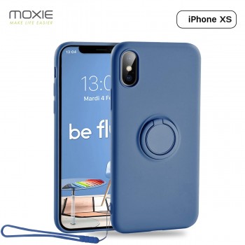 Moxie Coque iPhone X/XS [BeLoop®] - Coque Silicone Fine et Légère pour iPhone X/XS avec Ring Holder intégré - Intérieur Microfib