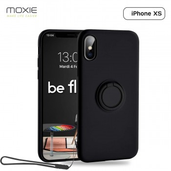 Moxie Coque iPhone X/XS [BeLoop®] - Coque Silicone Fine et Légère pour iPhone X/XS avec Ring Holder intégré - Intérieur Microfib