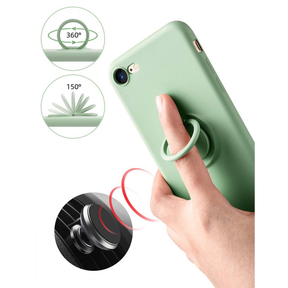 Moxie Coque iPhone 7/8/SE 2020 [BeLoop®] - Coque Silicone Fine et Légère pour iPhone 7/8/SE 2020 avec Ring Holder intégré - Inté