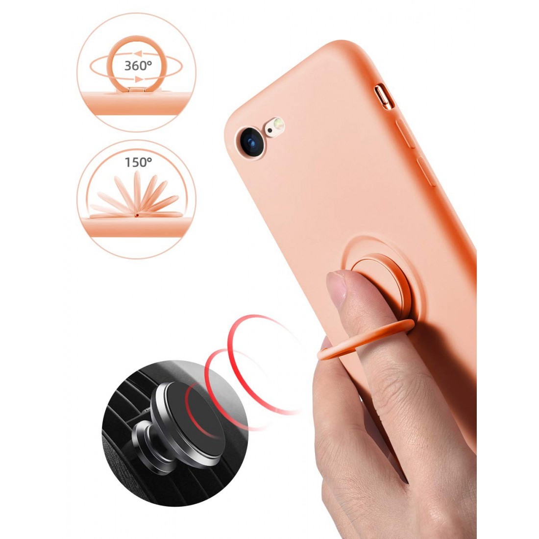 Moxie Coque iPhone 7/8/SE 2020 [BeLoop®] - Coque Silicone Fine et Légère pour iPhone 7/8/SE 2020 avec Ring Holder intégré - Inté