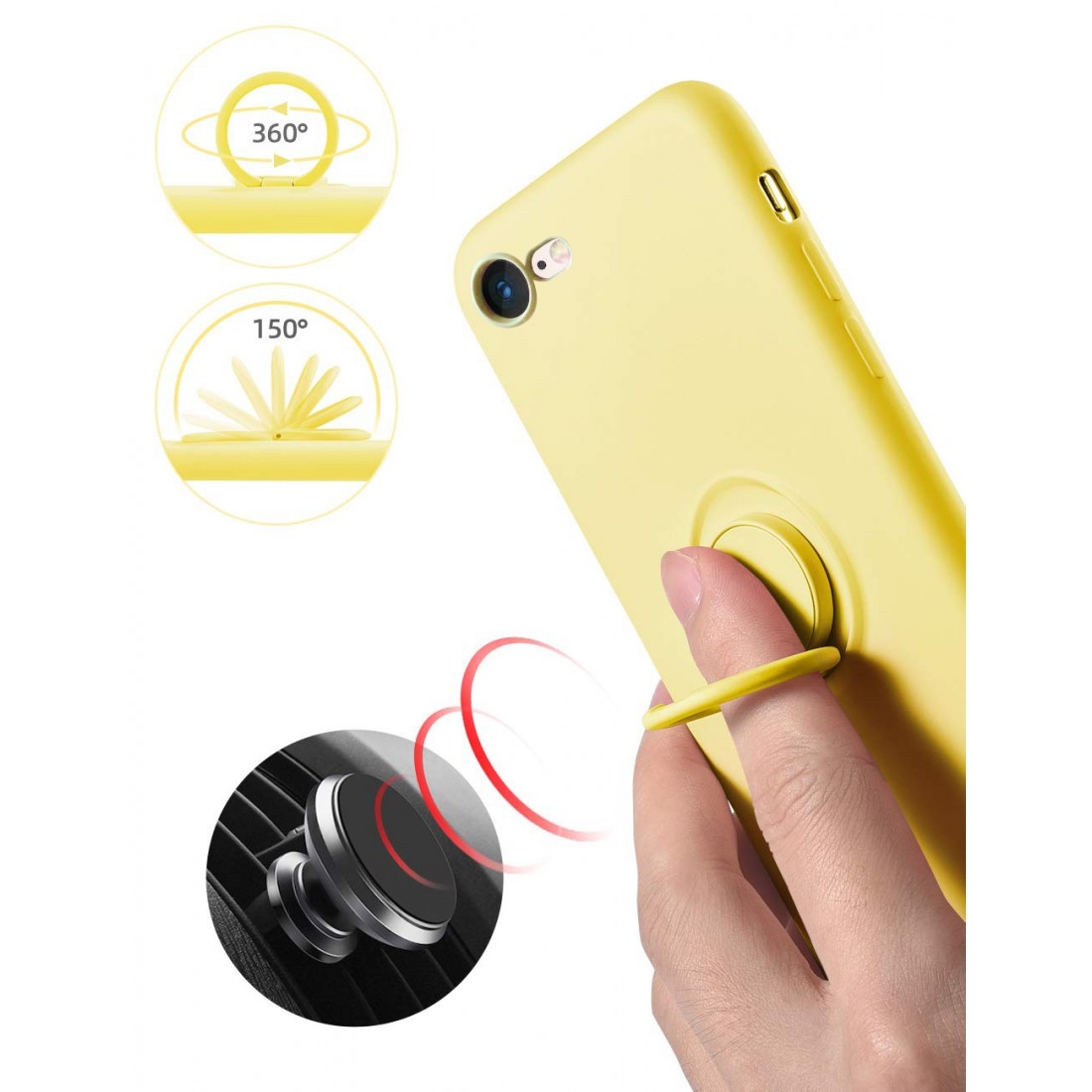 Moxie Coque iPhone 7/8/SE 2020 [BeLoop®] - Coque Silicone Fine et Légère pour iPhone 7/8/SE 2020 avec Ring Holder intégré - Inté